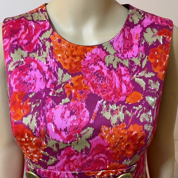 Michael Kors Floral‎ Dress W/Logo Buttons Sz 6 - Picture 3 of 13
